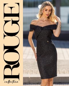 Fekete vállnélküli koktélruha – Rouge Avenue